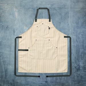 Eco Modern Apron (Pinstripe. Cream)